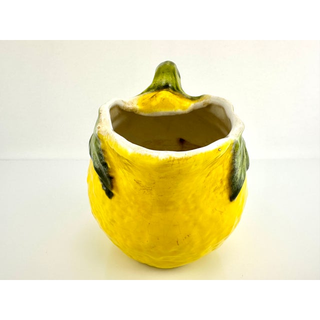Yellow 1960s Vintage French Hand Painted Ceramic Lemon Pitcher For Sale - Image 8 of 10