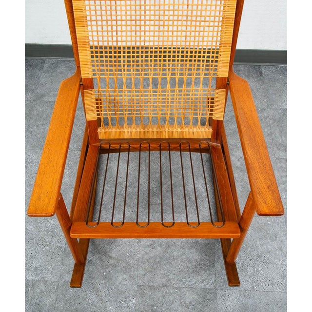 1960s Mid Century Danish Modern Rocking Chair Teak Rocker Hans Olsen MCM Vintage Grey For Sale - Image 5 of 10