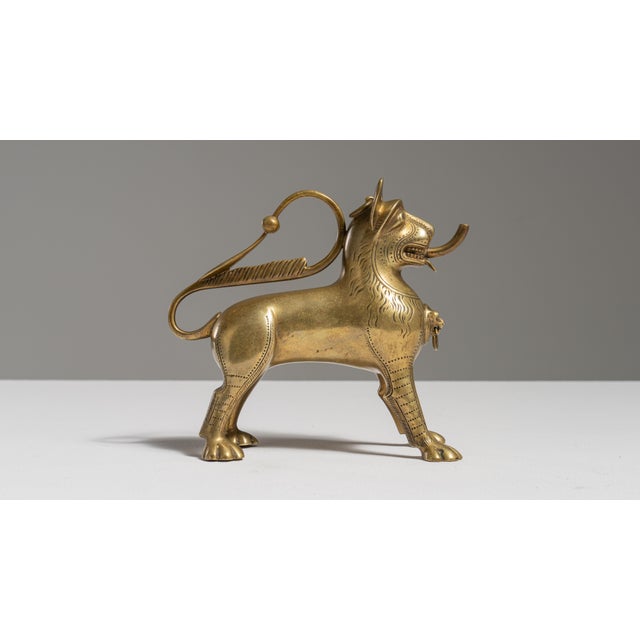 19th Century Brass Lion Aquamanile Oil Lamp For Sale - Image 15 of 15