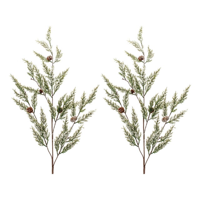 Contemporary Icy Pine Spray with Pinecones (Set of 2) For Sale - Image 3 of 3