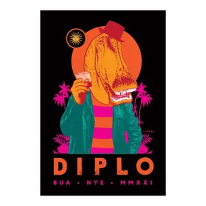 2021 American Concert Poster - Diplo at Belly Up (Dinosaur Without Glasses)