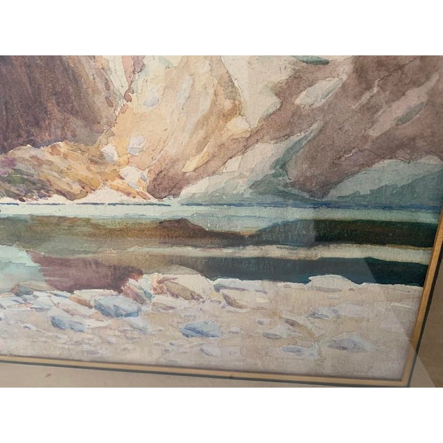 Modern Mountain Landscape, 20th Century, Gouache, Framed For Sale - Image 3 of 12