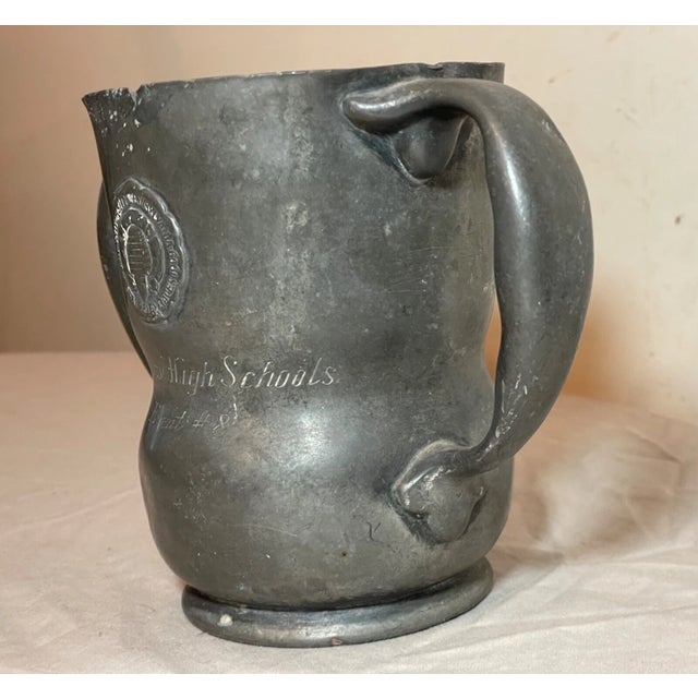 Antique 1909 Pewter Double Handle Pa High School Relay Race Trophy Award Mug Cup For Sale In New York - Image 6 of 11