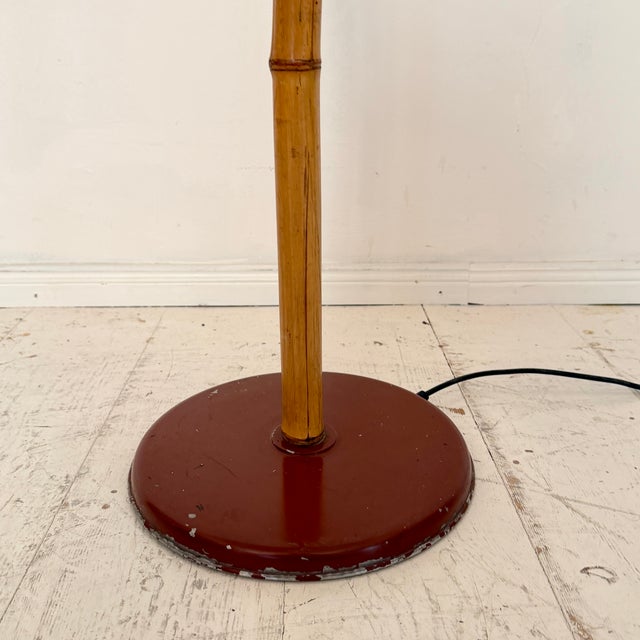 Wood Mid-Century Modern Italian Floor Lamp in Bamboo and Metal, 1950s For Sale - Image 7 of 9