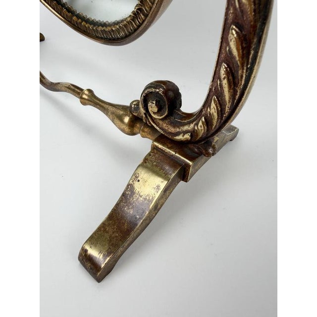Mid-Century Italian Neoclassical Oval Cast Brass Vanity Mirror, 1950s For Sale - Image 15 of 18