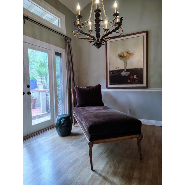 Hollywood Regency Klismos Chaise in Brown Mohair For Sale - Image 3 of 16