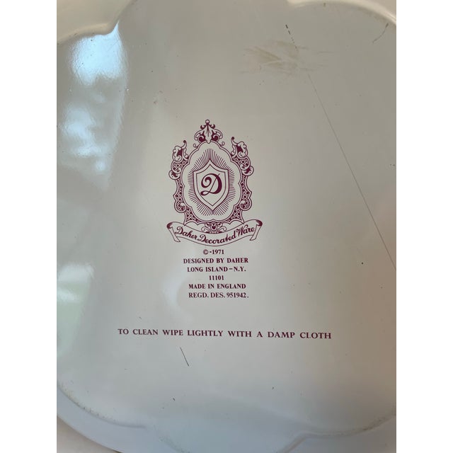 Metal Vintage Asian Tin Tray Bowl For Sale - Image 7 of 7