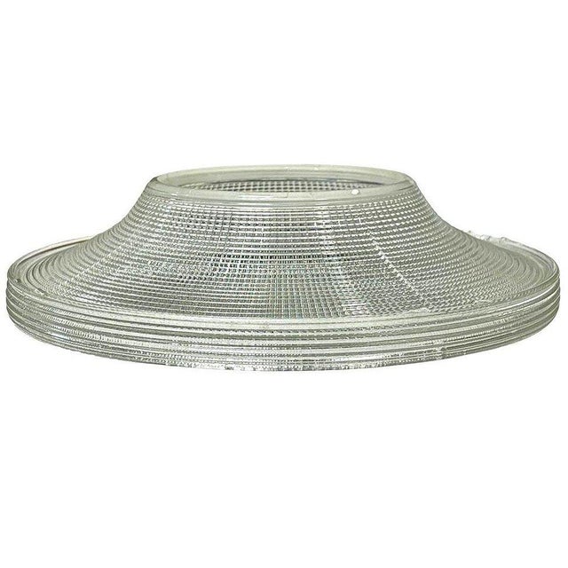 Original Art Deco era 12" Diameter industrial dish ceiling pendant shade with the well-known Holophane pattern glass for...
