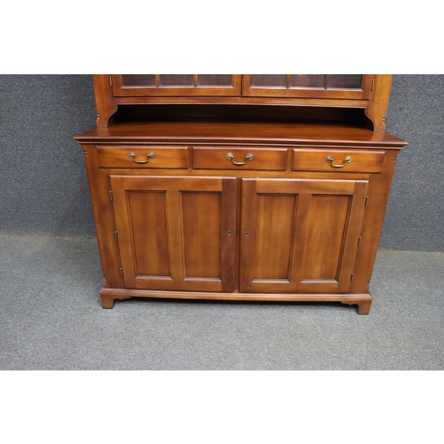 Traditional Statton Mahogany Step Back Dutch Cupboard For Sale - Image 3 of 17