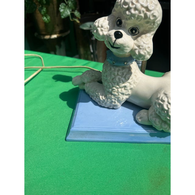 1970s Vintage Ceramic Sitting Poodle Table Lamp For Sale - Image 5 of 7