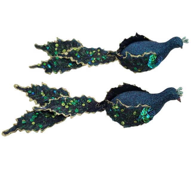 Contemporary Vintage Oversized Aqua and White Glass Christmas Ornaments - Set of 3 For Sale - Image 3 of 5