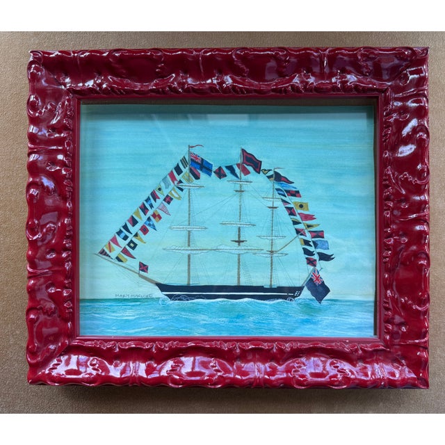 Contemporary Mary Maguire Original Ship Sailboat Print “All Flags Flying”, Framed For Sale - Image 10 of 12