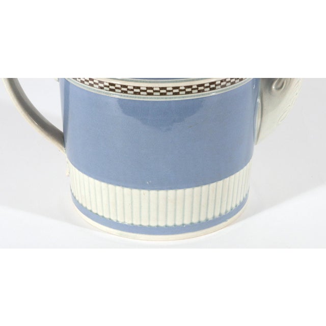 English 1790s English Pearlware Blue Slip Teapot & Cover With Engine-Turned Fluting For Sale - Image 3 of 9