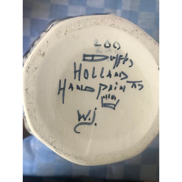 White Vintage Hand Painted Delft Windmill Gourd Vase For Sale - Image 8 of 9