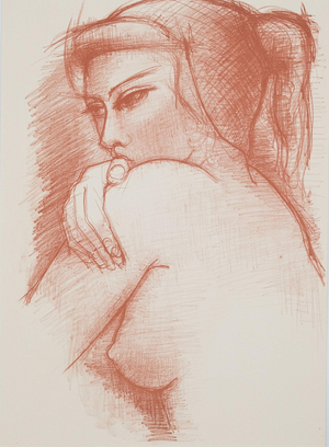 Antoniucci Volti, Nu au regard mystérieux (Nude), Lithograph