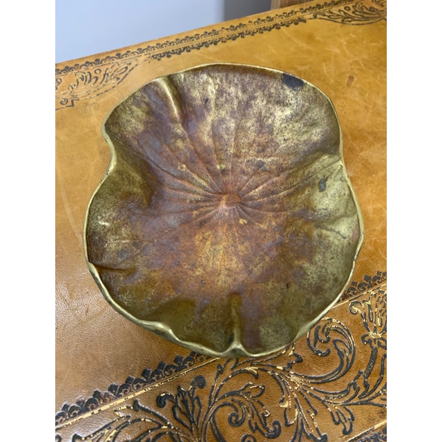 Vintage Solid Brass Lotus Leaf Decorative Bowl - Virginia Metalcrafters