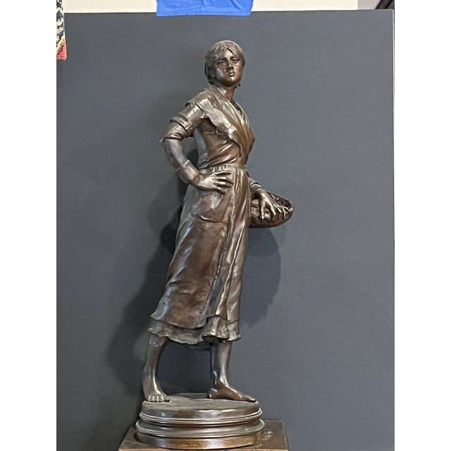 19th C. Ernest Guilbert Bronze "Paysanne Au Panier" Siot-Decauville 28" For Sale - Image 14 of 16