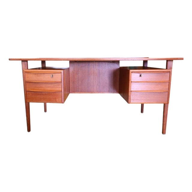 Teak Desk with Bookshelf by Peter Løvig Nielsen for Hedensted Møbelfabrik, 1960s For Sale