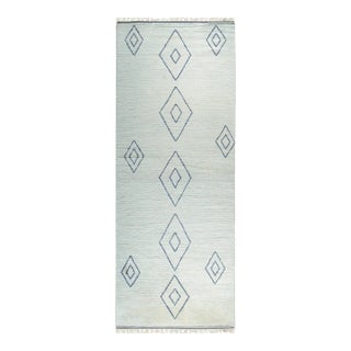 8x10 Ophelia Moroccan Ivory Geometric Modern Hand Knotted Wool Carpet Rug For Sale