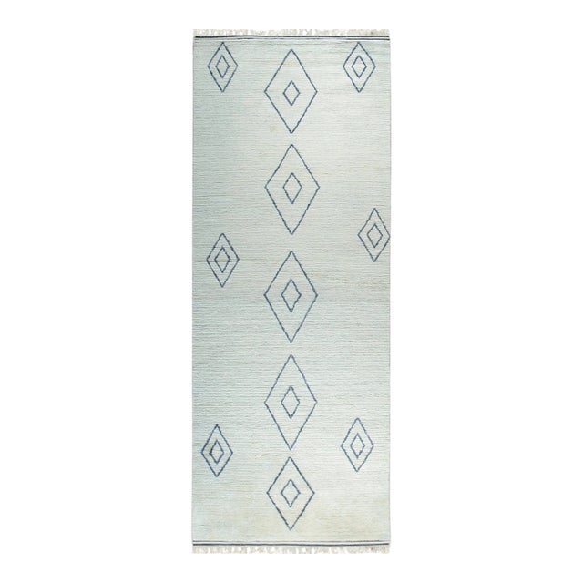 8x10 Ophelia Moroccan Ivory Geometric Modern Hand Knotted Wool Carpet Rug For Sale