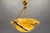 French Art Deco Yellow Alabaster Pendant with Dark Veining & Brass, 1920s For Sale - Image 16 of 18