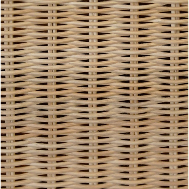 Tan Matthew Izzo Home Paloma Demi Lune Rattan Console Table With Scalloped Top and Lower Open Shelf For Sale - Image 8 of 8