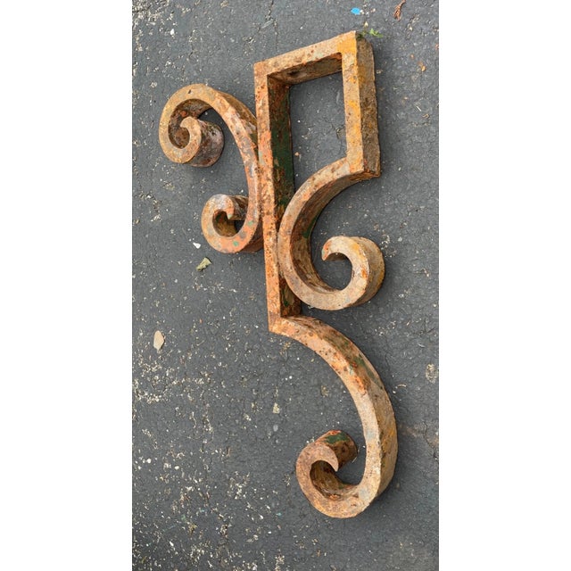 Brown Large Antique 1800s Cast Iron Architectural Salvage Corbel Bracket Church Sconce For Sale - Image 8 of 8