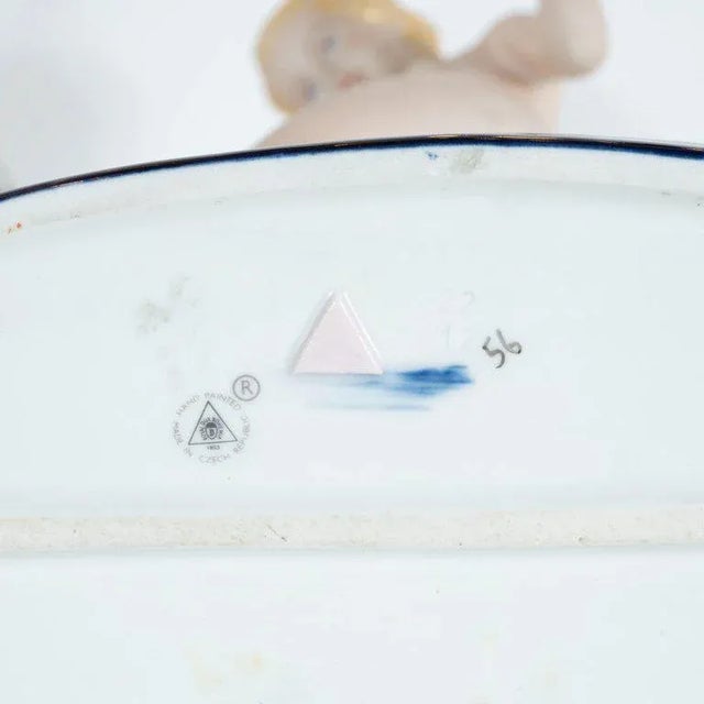 Czech Art Deco Hand Painted Porcelain Figurine of Nude Lady With Greyhound For Sale - Image 9 of 10