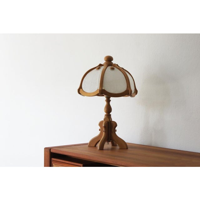 Wood Wooden Table & Glass Lamp from Asmuth Leuchten For Sale - Image 7 of 8