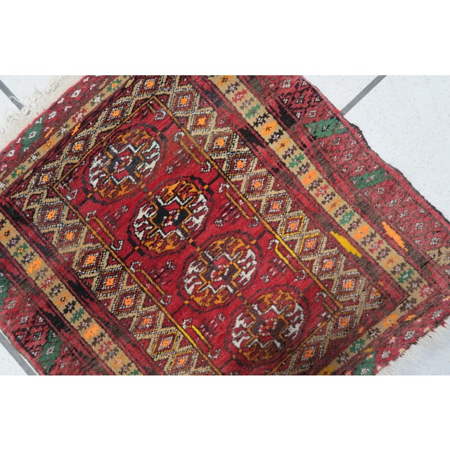 Orange 1960s, Handmade Vintage Afghan Ersari Mat 1.5' X 1.6' For Sale - Image 8 of 11