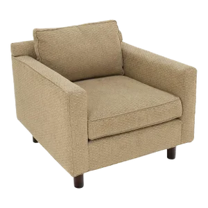 Deep Oatmeal Fabric Upholstery Contemporary Lounge Chair on Dowel Legs