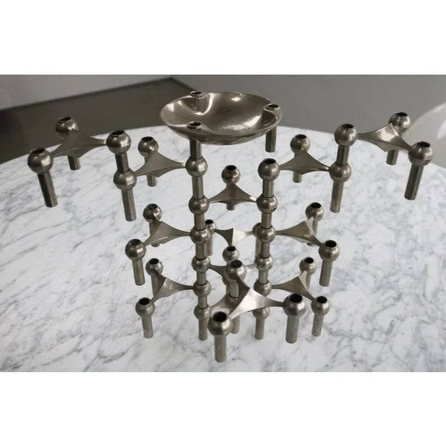 Metal Nagel S22 Candleholders and Bowl, 1960s, Set of 14 For Sale - Image 7 of 8