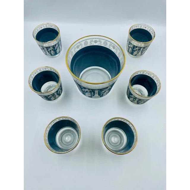 Glass Mid 20th Century Jeannette "Hellenic" Jasperware-Style Cocktail Set- 7 Pieces For Sale - Image 7 of 13