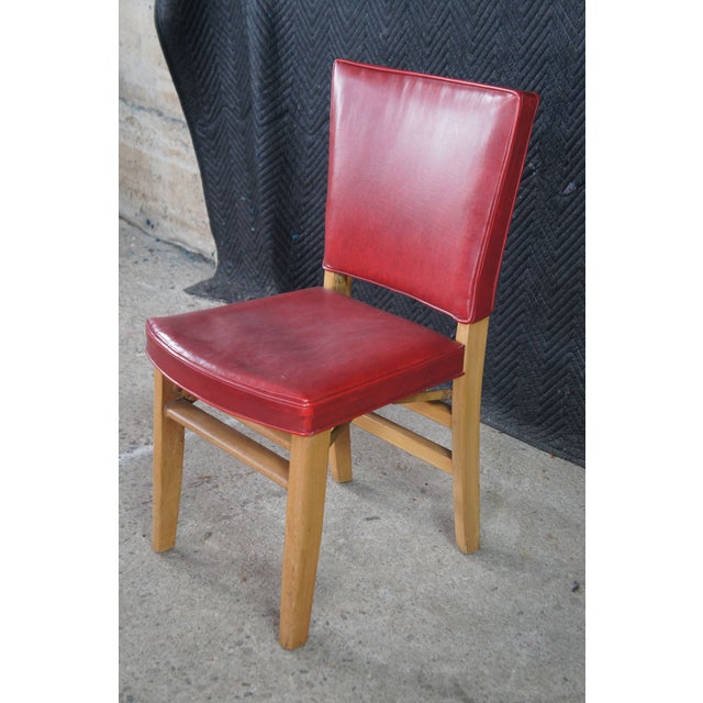 Mid 20th Century Louis Rastetter & Sons 'The Solid Kumfort' Red Leather Folding Chair For Sale - Image 4 of 15