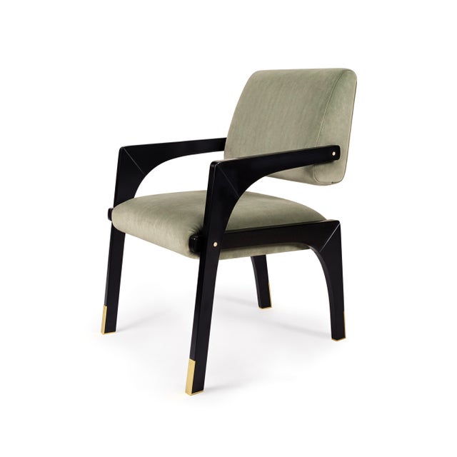 Black Arches Dining Chair in Grey Cotton Velvet from Insidherland For Sale - Image 8 of 8