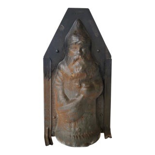 Antique Metal Santa Clause Christmas Chocolate Mold For Sale