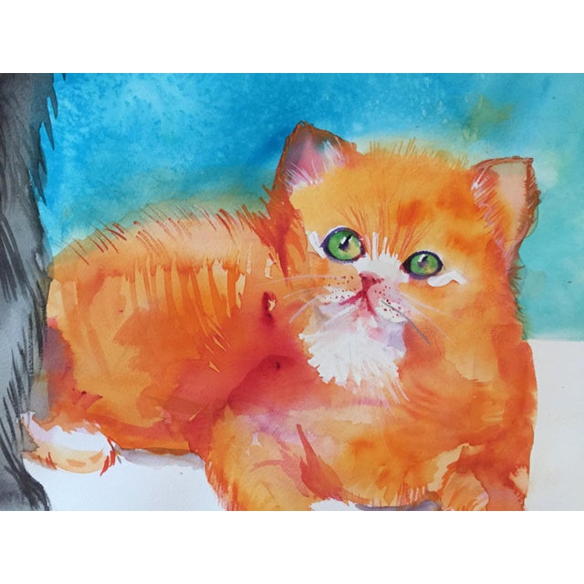 Contemporary Large "'Meet the Frenemies" Cairn Dog and Ginger Cat Painting For Sale - Image 3 of 6