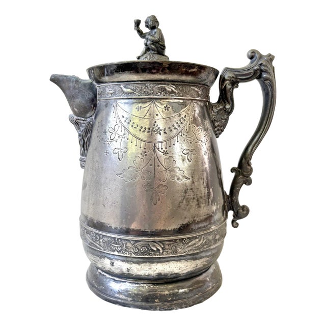 Rare Sliver Plate Victorian Pitcher. Meriden Britannia Company For Sale
