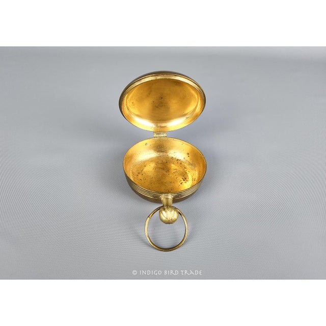 Vintage Brass Enameled Trinket Box With Folk Art Style Birds and Flowers For Sale - Image 4 of 5