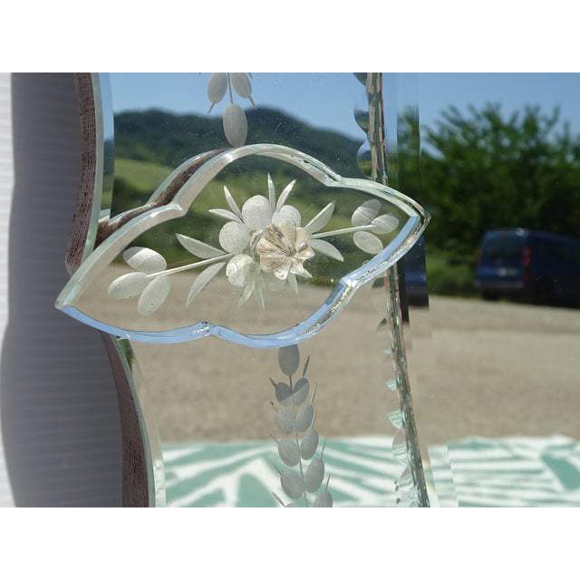Vintage Venetian Oval Mirror with Pediment, 1950s For Sale - Image 10 of 18