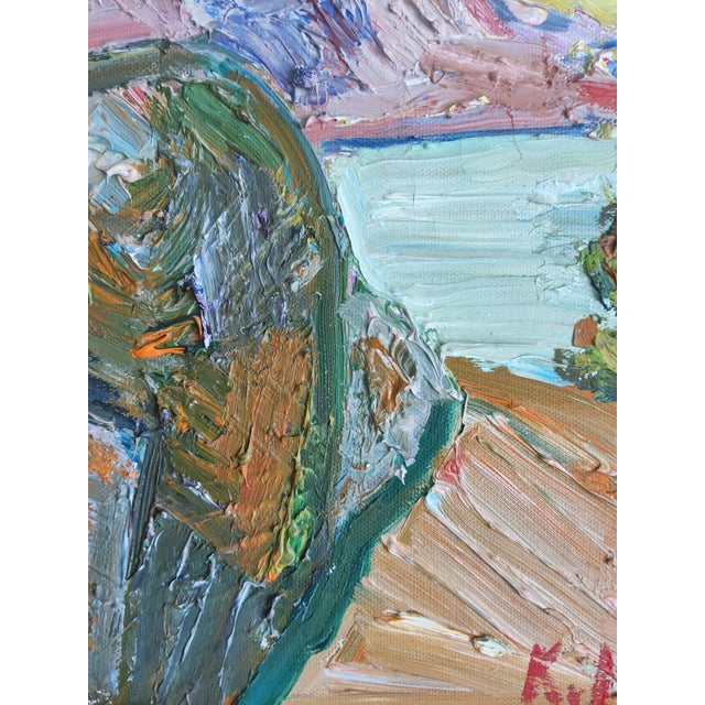 Textile Mid Century Expressionist Landscape Painting by Swedish Artist Knut Irwe For Sale - Image 7 of 18