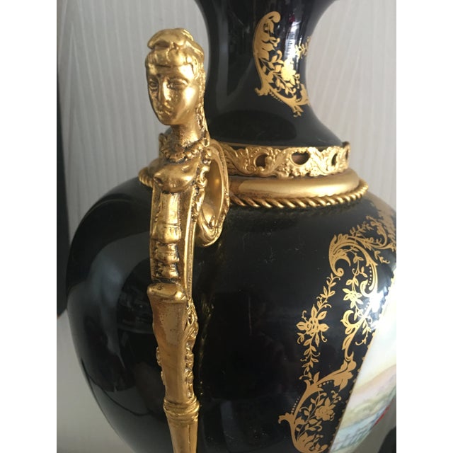 Late 19th Century Acf Victorian Romantic French Porcelain Gilt Vase For Sale - Image 11 of 13