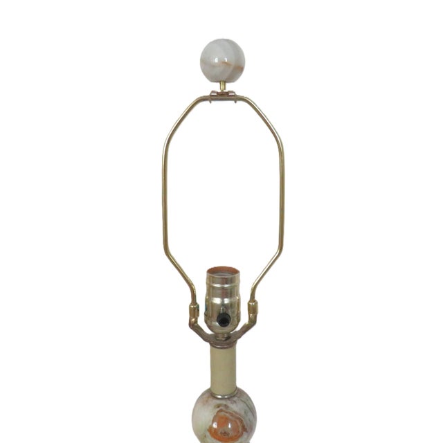Mid-Century Modern Mid 20th Century Pair of Stacked Onyx Ball Orb Table Lamps For Sale - Image 3 of 4