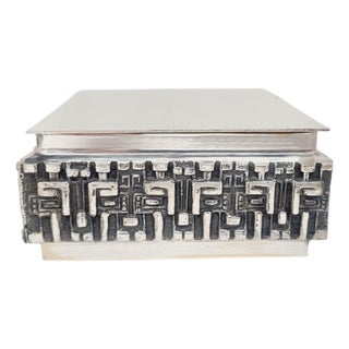 Mid-Century Brutalist Metal Decorative Box, 1960s For Sale