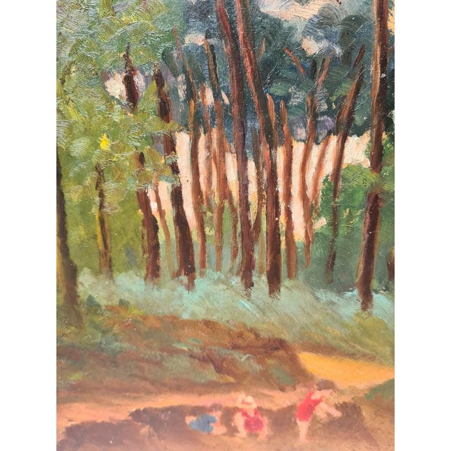 Green Early 20th Century Impressionist Barbizon School Landscape, Children at Play, Mont-De-l'Enclus Painting by Georges Guerin For Sale - Image 8 of 11