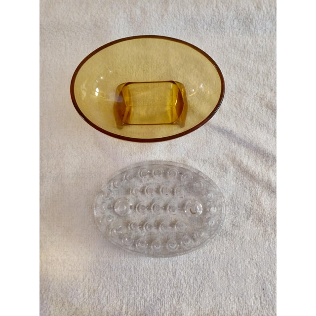 Vintage Martinsville Viking Oval Amber Flower Frog For Sale In Saint Louis - Image 6 of 6