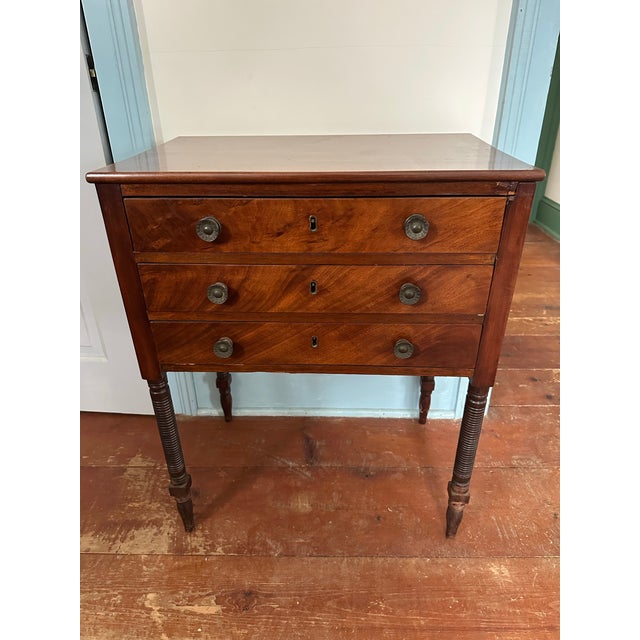 Late Federal Circa 1820 Mahogany Work Table For Sale - Image 10 of 10