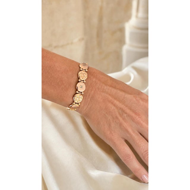 Circa 1900 Victorian 14k Rose Gold Diamond Fleur-De-Lis Bracelet For Sale - Image 13 of 13