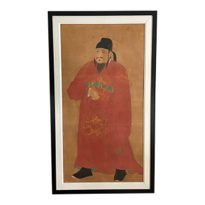 Large 19th Century Chinese Emperor Gaozu of Tang Dynasty Framed Painted Silk