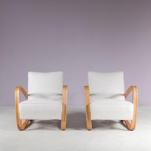 Lounge Chairs by Jindrich Halabala for Up Zadovy, 1950, Set of 2 For Sale - Image 5 of 9